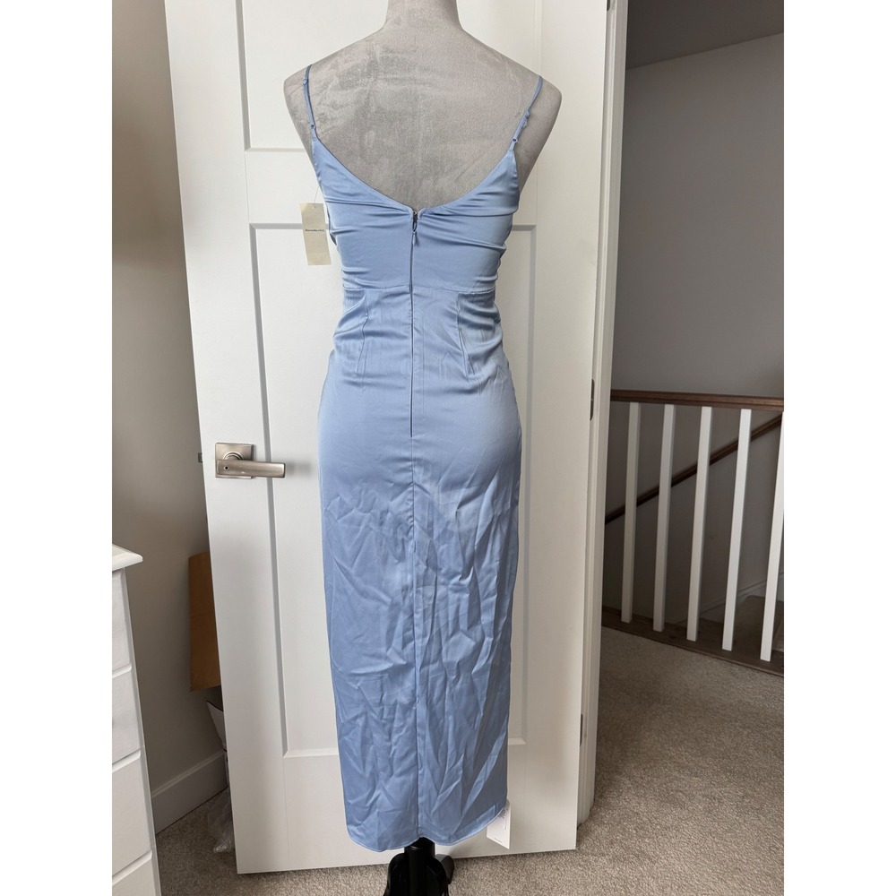 Abercrombie & Fitch Light Blue Satin Twist Front Midi Dress XXS NWT wedding - Picture 5 of 9
